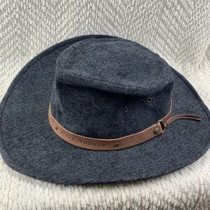 Greg Norman Black Cowboy Western Hat Men's M/L Brown Leather Band Shark Tag